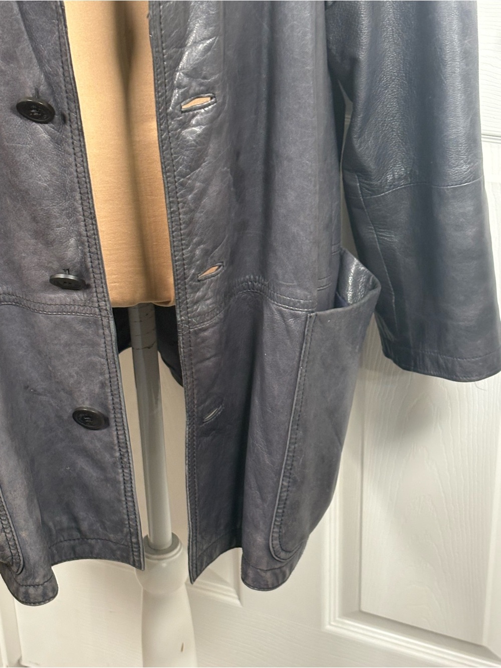 Yves Saint Laurent Vintage Lambskin Leather Coat Size 14 Petite - Picture 7 of 16